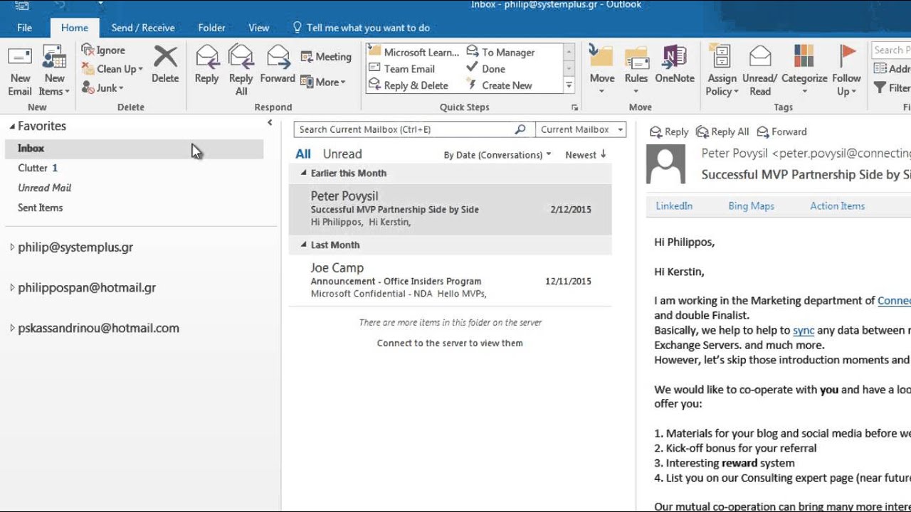 show separate inboxes for each account in outlook 2017 for mac